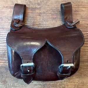 Belt Bag in chocolate leather with credit card slot inside.